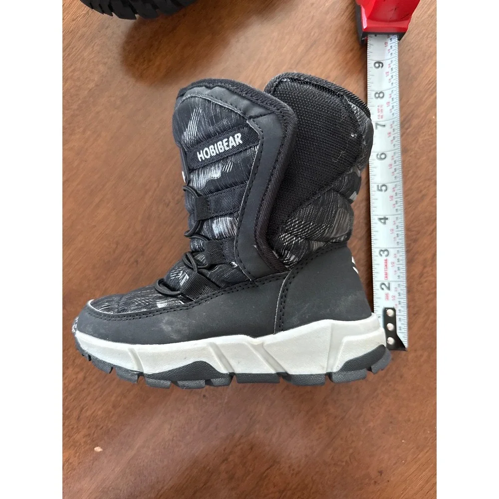 Hobibear Kids Winter Snow Boots Gray Camo Faux Fur Lined Size EU 30 US 12.5 EUC